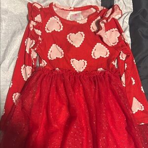 Adorable Red Heart Patterned Kids Dress